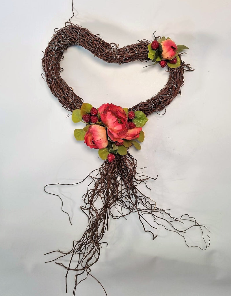 Raspberry Muehlenbeckia Heart Shaped Wreath