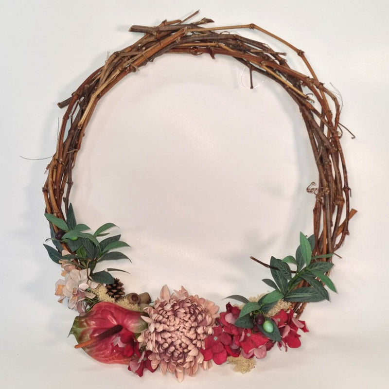 Pink and Red Grapevine Wreath