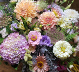 Florist Choice: Apricot, pink and Mauve toned  Bouquet or Waterbox