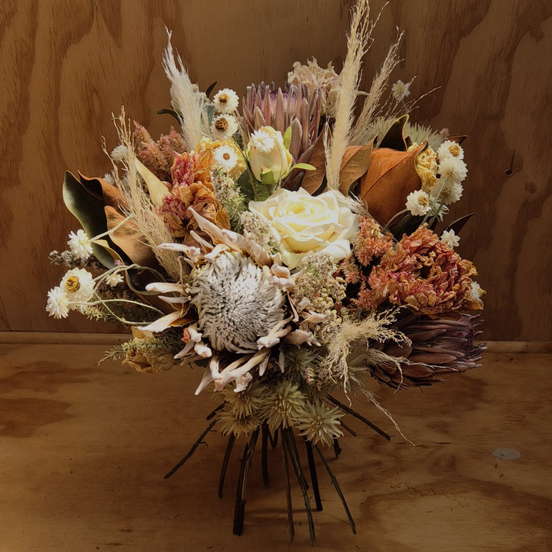 Bouquet of dried flowers and foliage