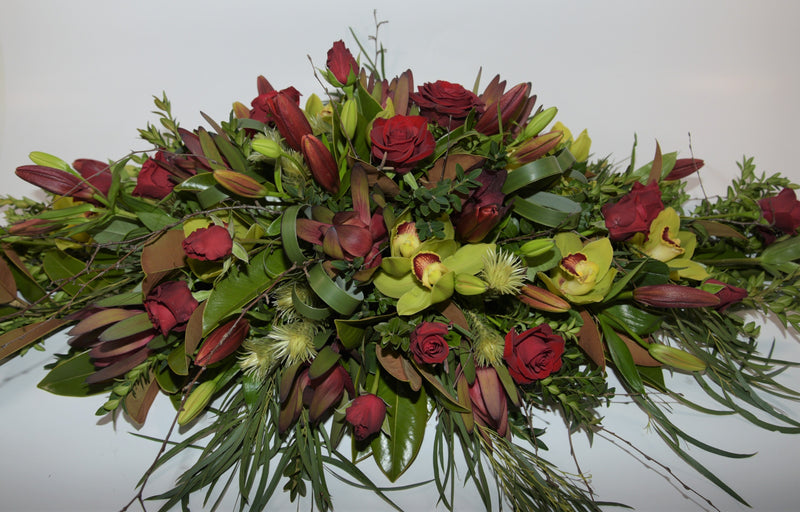 Red Toned Casket Spray