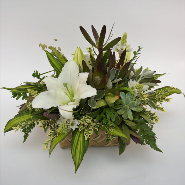 Florist choice: White and Green Flax Box