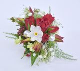 Mixed flower red and white wrist corsage